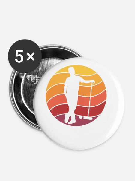 Krocket Retro - Buttons groß 56 mm (5er Pack) - Weiß