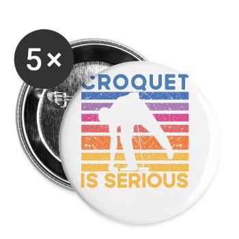 Croquet is serious - Buttons large 2.2''/56 mm (5-pack) - white - Front