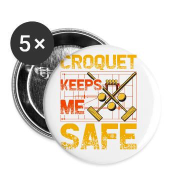 Croquet keeps me safe - Buttons large 2.2''/56 mm (5-pack) - white - Front
