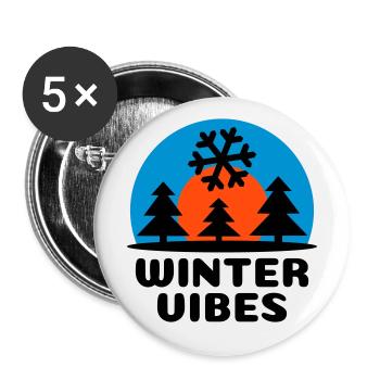 Winter vibes (Sonne, Himmelsgewölbe, Schneeflocke) - Buttons groß 56 mm (5er Pack) - Weiß - Vorne