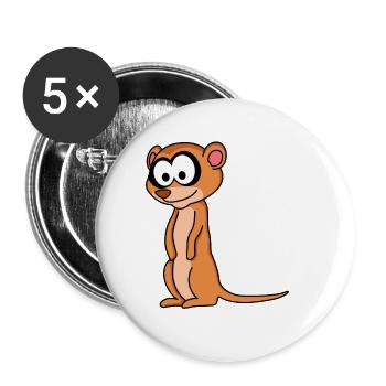 Suricate Comic Animal - Lot de 5 grands badges (56 mm) - blanc - Devant