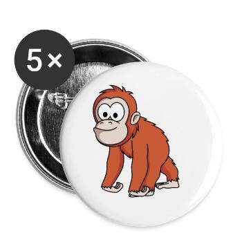 Orangutan monkey comic - Buttons large 2.2''/56 mm (5-pack) - white - Front