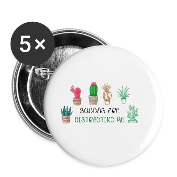 Succulents distract me plant hobby botanically - Buttons large 2.2''/56 mm (5-pack) - white - Front