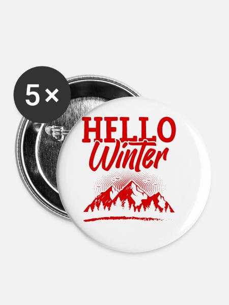 Hello Winter - Buttons groß 56 mm (5er Pack) - Weiß