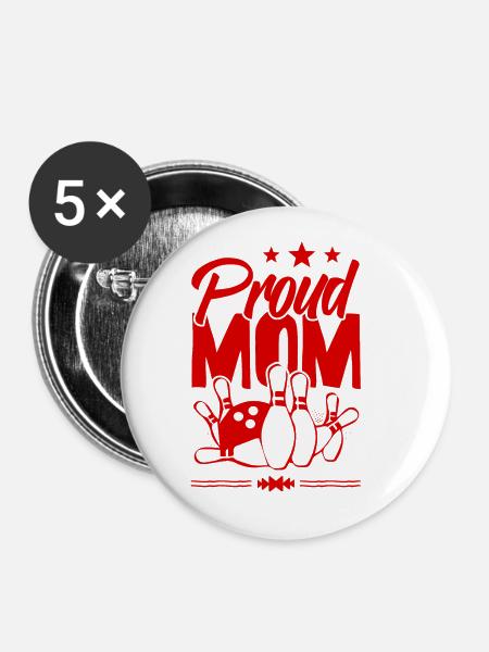 Bowling Mom - Buttons groß 56 mm (5er Pack) - Weiß