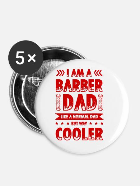 Barber Dad - Buttons groß 56 mm (5er Pack) - Weiß
