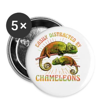 Easily distracted by Chameleons - Buttons large 2.2''/56 mm (5-pack) - white - Front