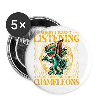 Désolé de ne pas écouter, je pensais aux caméléons - Lot de 5 grands badges (56 mm) - blanc - Devant