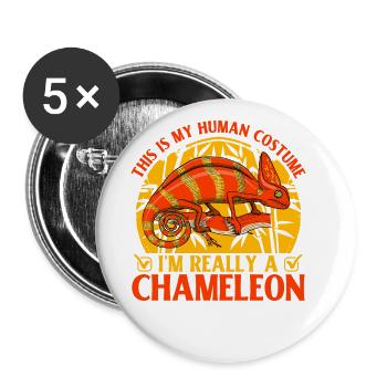C’est mon costume humain Je suis vraiment un caméléon - Lot de 5 grands badges (56 mm) - blanc - Devant