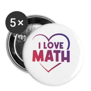 I love math - Buttons large 2.2''/56 mm (5-pack) - white - Front