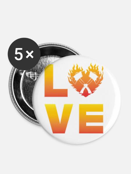 Axtwerfen - Buttons groß 56 mm (5er Pack) - Weiß