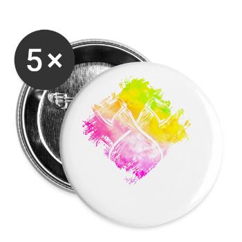 Lancer de hache - Lot de 5 grands badges (56 mm) - blanc - Devant
