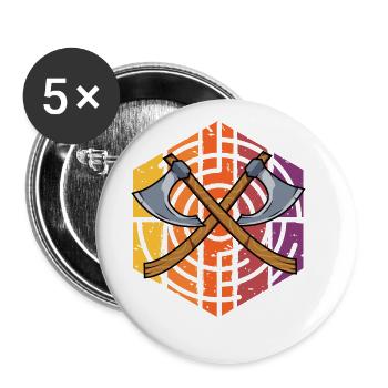 Axe Throw Retro - Buttons large 2.2''/56 mm (5-pack) - white - Front