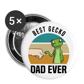 Amoureux des gecko - Lot de 5 grands badges (56 mm) - blanc - Devant