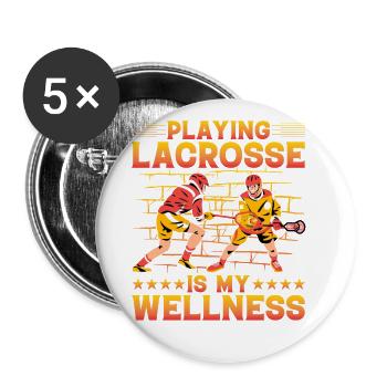 Playing Lacrosse is my Wellness - Buttons large 2.2''/56 mm (5-pack) - white - Front