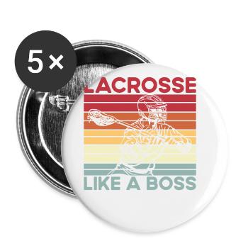 Lacrosse like a Boss - Buttons large 2.2''/56 mm (5-pack) - white - Front