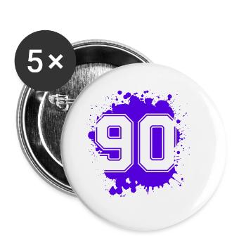90 Zahl Klecks - Buttons groß 56 mm (5er Pack) - Weiß - Vorne