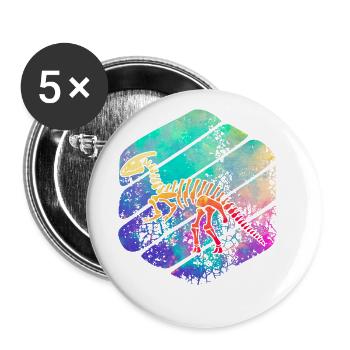 Dinosaure - Lot de 5 grands badges (56 mm) - blanc - Devant