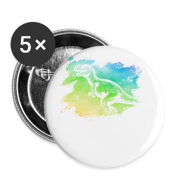 Dinosaure - Lot de 5 grands badges (56 mm) - blanc - Devant