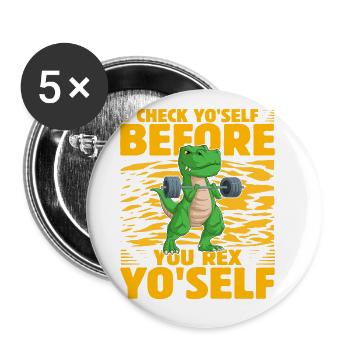 Check yo'self before you rex Yo'self - Buttons large 2.2''/56 mm (5-pack) - white - Front
