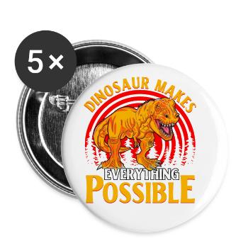 Dinosaur makes everything possible - Buttons large 2.2''/56 mm (5-pack) - white - Front