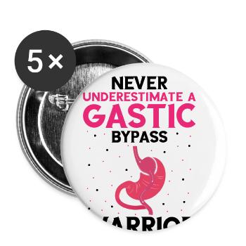 Magenoperation Design für Magenbypass Patient - Buttons groß 56 mm (5er Pack) - Weiß - Vorne