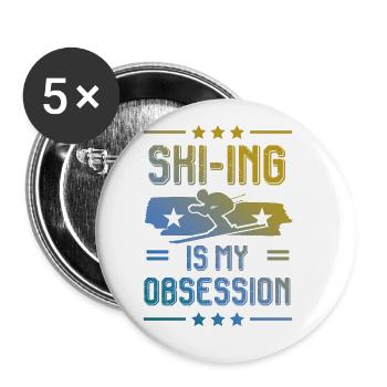 Ski Skiing - Buttons large 2.2''/56 mm (5-pack) - white - Front