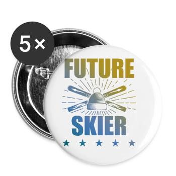 zukunft ski sport - Buttons groß 56 mm (5er Pack) - Weiß - Vorne