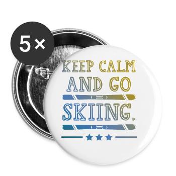 Keep calm ski - Buttons groß 56 mm (5er Pack) - Weiß - Vorne