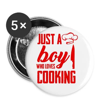 Boy loves cooking - Buttons large 2.2''/56 mm (5-pack) - white - Front