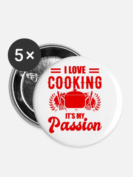 Kochen zutaten - Buttons groß 56 mm (5er Pack) - Weiß