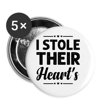 I Stole Their Hearts Adoption Day Foster Families - Buttons large 2.2''/56 mm (5-pack) - white - Front