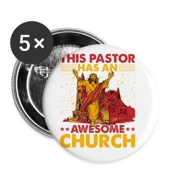This Pastor has an awesome Church Christian - Buttons large 2.2''/56 mm (5-pack) - white - Front