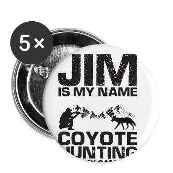 Kojotenjäger Design für Kojotenjagd - Buttons groß 56 mm (5er Pack) - Weiß - Vorne