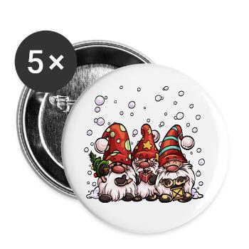 Weihnachts Wichtel - Buttons groß 56 mm (5er Pack) - Weiß - Vorne