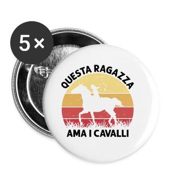 This Girl Loves Horses Reiten Sonnenuntergang - Buttons groß 56 mm (5er Pack) - Weiß - Vorne