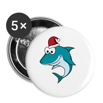 Hai Comic Weihnachten - Buttons groß 56 mm (5er Pack) - Weiß - Vorne