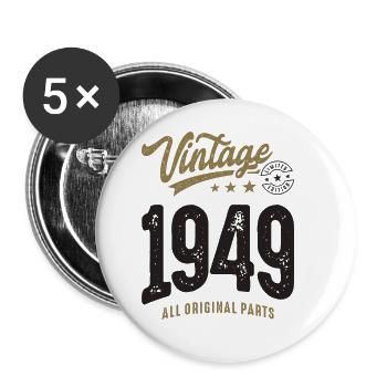 Vintage 1949 73rd Birthday - Buttons large 2.2''/56 mm (5-pack) - white - Front