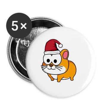 Hamster Comic Weihnachten - Buttons groß 56 mm (5er Pack) - Weiß - Vorne