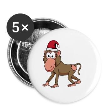 Monkey monkey Christmas - Buttons large 2.2''/56 mm (5-pack) - white - Front