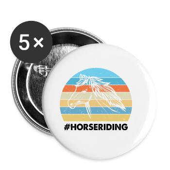 Reiten Bunter Sonnenuntergang Hintergrund Pferd - Buttons groß 56 mm (5er Pack) - Weiß - Vorne