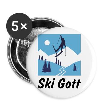 Ski Gott Wintersport Skispringer Sport - Buttons groß 56 mm (5er Pack) - Weiß - Vorne