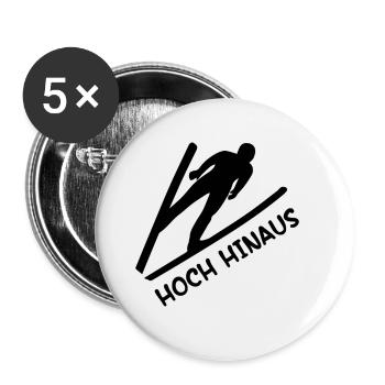 Hoch Hinaus Skispringen Wintersport - Buttons groß 56 mm (5er Pack) - Weiß - Vorne