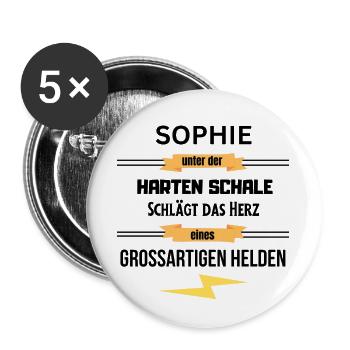 Sophie unter harte Schale eines Großartigen Helden - Buttons groß 56 mm (5er Pack) - Weiß - Vorne