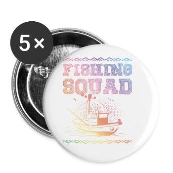 Escouade de pêche - Lot de 5 grands badges (56 mm) - blanc - Devant