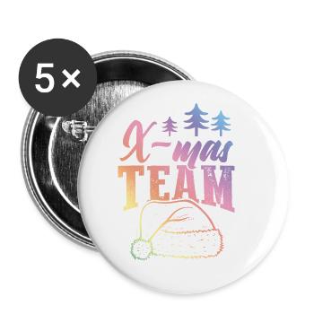 X-Mas Team Weihnachten - Buttons groß 56 mm (5er Pack) - Weiß - Vorne