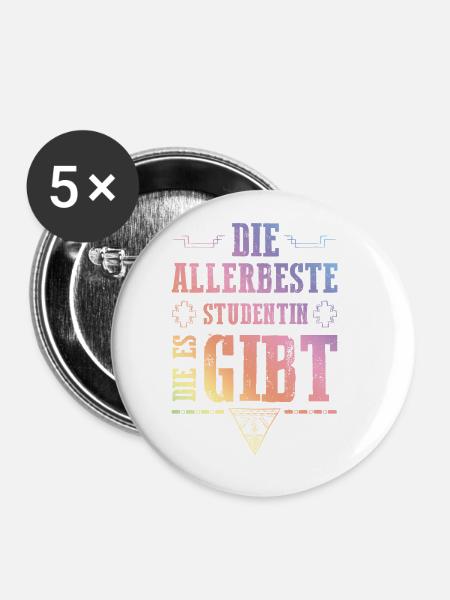 Allerbeste Studentin - Buttons groß 56 mm (5er Pack) - Weiß