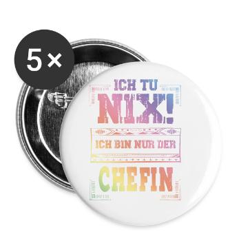 Weltbeste Chefin - Buttons groß 56 mm (5er Pack) - Weiß - Vorne