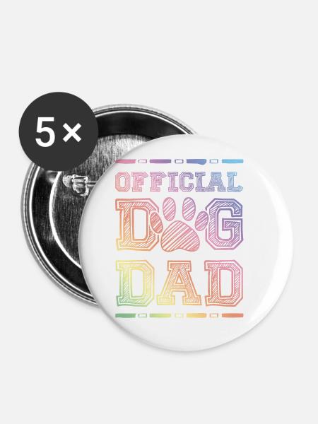 Hunde Papa - Buttons groß 56 mm (5er Pack) - Weiß