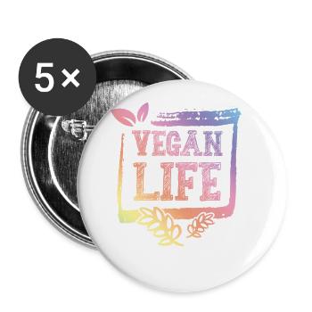 Vie végétalienne - Lot de 5 grands badges (56 mm) - blanc - Devant